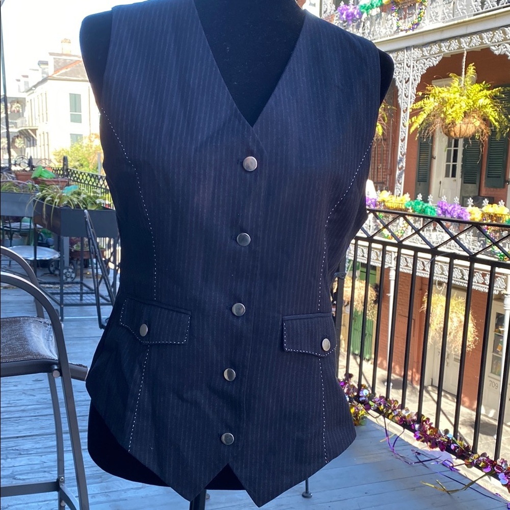 Women's Black Pinstripe Vest